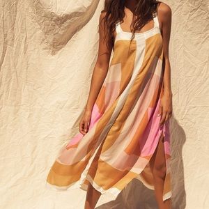 Miranda White Multi Geometric Print Midi Dress